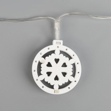 Garland “thread” 2 m with nozzles “snowflake”, ip20, transparent thread, 10 led, warm white glow, aah2-2