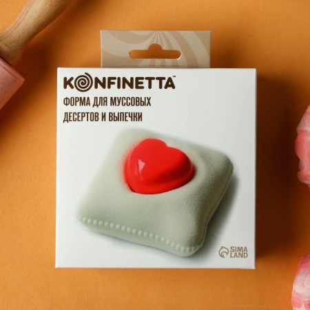 Form for baking and mousse desserts Konfinetta "Love in Square", silicone, 11.4 × 12 × 4.4 cm, white color-6