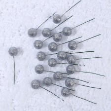 Figure for crafts and decor on the “ball” wire, set of 20 pcs., Size 1 pc. - 2 × 7 cm, silver color