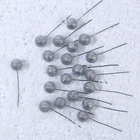 Figure for crafts and decor on the “ball” wire, set of 20 pcs., Size 1 pc. - 2 × 7 cm, silver color