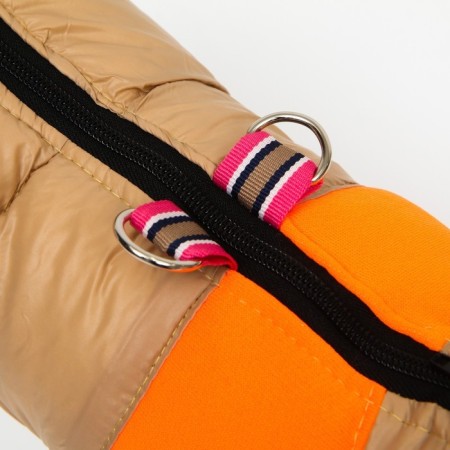 Lightning dog jacket, size 8 (ds 23 cm, og 30, Osh 22 cm), beige with orange-6