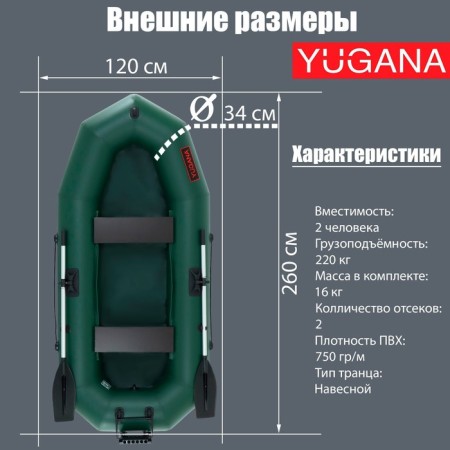 Yugana R-260 TR boat, hinged mines, olive color-1