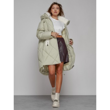 Coat insulated winter female, size 42, color light green-11
