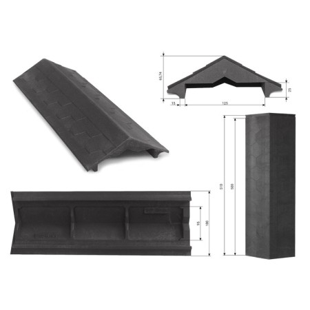 PPK parapet for a fence span of 0.5 brick, 50 × 13 × 1.5 cm, black, “flexible tile”-1