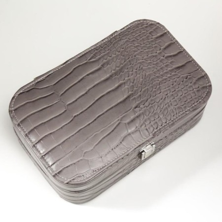 Casket to the leatherette for jewelry "Python leather" gray matte 7x22.5x14.5 cm-3