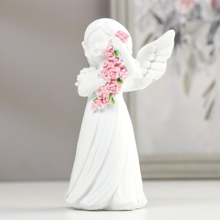 Polystone souvenir "Snowty angel-girl with roses" mix 12.5x7.5x7 cm-4