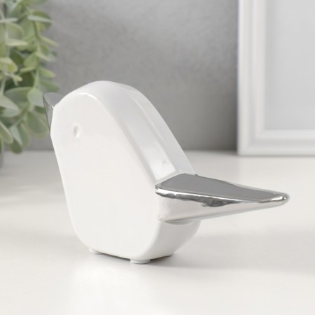 Souvenir Ceramics "Bird" White with silver 15.5x3.3x9 cm-1
