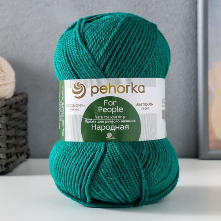 Yarn "Narodnaya" 30% wool, 70% acrylic volume 220m/100g (573-t. Isumrud)