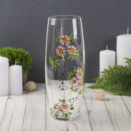 Vase "Barrel" inflorescence, transparent (manual manuscript) 26cm