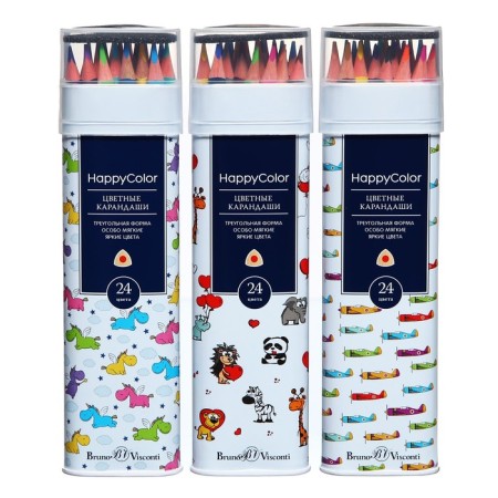 Pencils 24 Happycolor colors in a metal tube, mix-3