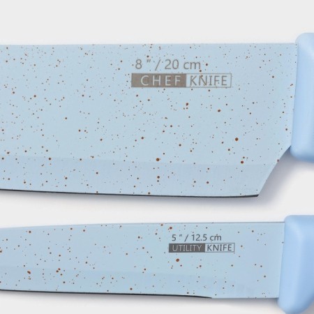 A set of kitchen utensils "Claud", 3 objects: 2 knives, vegetable cleaning of ceramics, blue color-3