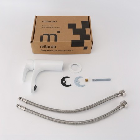 MILARDO RORA RORWT00M01 shell mixer, pour 118 mm, white matte-4