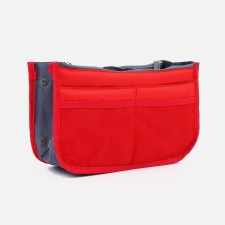 Cosmetic bag-organizer on zippers, red color