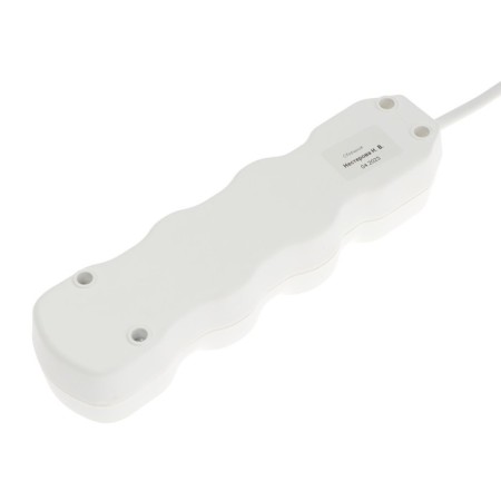 Extension cord Luazon Lighting Eco, 3 sockets, 6 m, 10 A, 2200 W, PVS 3x0.75 mm2, with salary, white-3