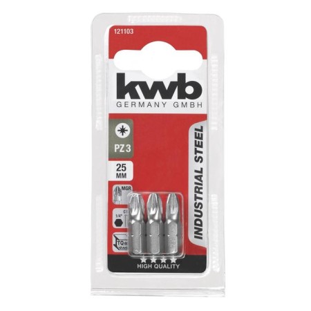 Bit KWB Industry, PZ3, 25 mm, TQ60 steel, 3 pcs-1