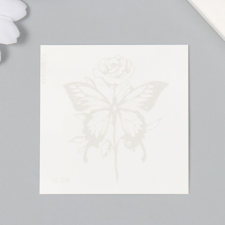 Tattoo on the body is blue waterproof "butterfly and rose" 6x6 cm