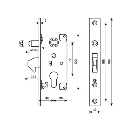 Castle Castle for sliding gates, Bulat ZV 4-1K.30.72.22.04, under c/m, chrome-3