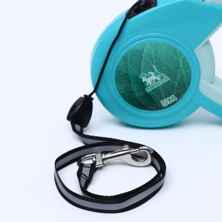 Roulette "Piggon" with a rubberized handle, 5 m, up to 25 kg, cable, turquoise-green-1
