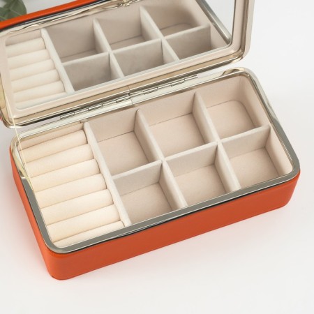 Casket to the leatherette for jewelry "Small ripples" orange 10x18x6 cm-2