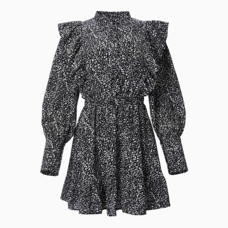 Women's dress with ruffles MIST, size 48, black-5