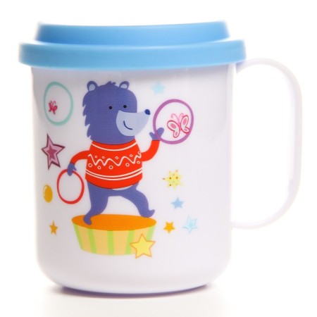Baby mug with a lid, 200 ml., "Bear", blue color