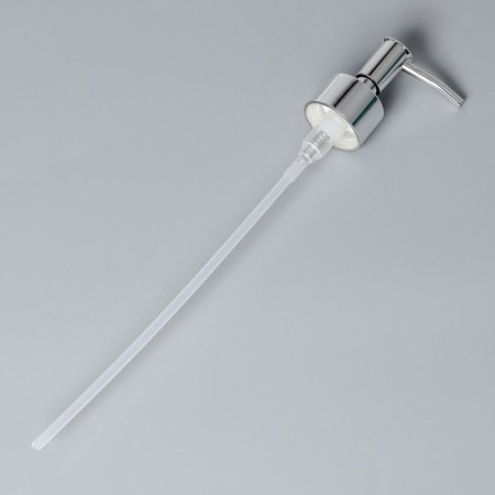 Pump for a dispenser, plastic, thread diameter 28 mm, stick length 20 cm, silver color