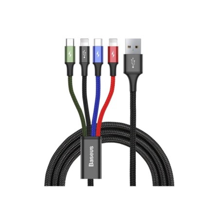 Baseus cable, 4 in 1, Microusb/2 Lightning/Type-C, 3.5 A, 1.2 m, black-1