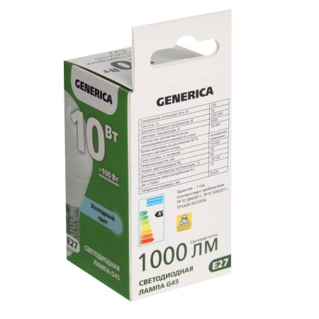 LED LED Generica G45, 10 W, ball, 6500 K, E27, 230 V, LL-G45-10-230-E27-E27-G-1