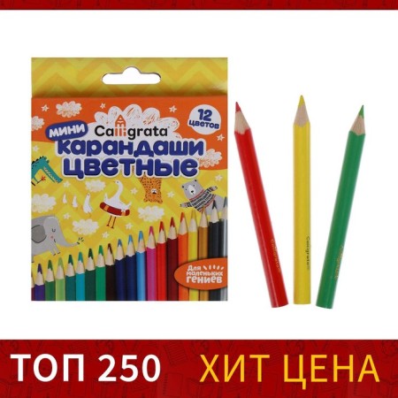 Pencils colored 12 flowers mini, wooden case, triangular