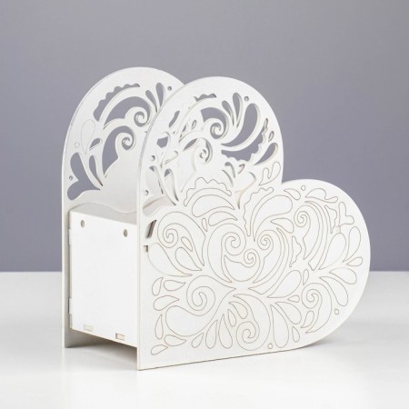 Kashpo wooden "Heart" 18x8.6x14 cm white-2