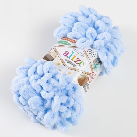 Yarn "Puffy" 100 % micropoliester 9m/100g (183 St. Blue)-1