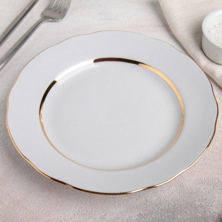 Plate "olives", d = 20 cm, white color with gold chaser-1