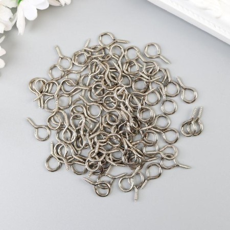 Screw-eye screw for fastening paintings, silver photographs (set 100 pcs) 1.8x0.9 cm-1
