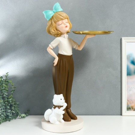 Souvenir Polystone stand "Girl with a blue bow and a cat" D = 26 cm 76x27x35 cm-1