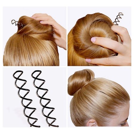 Hair hairpin "Spiral" 5 cm, black-1
