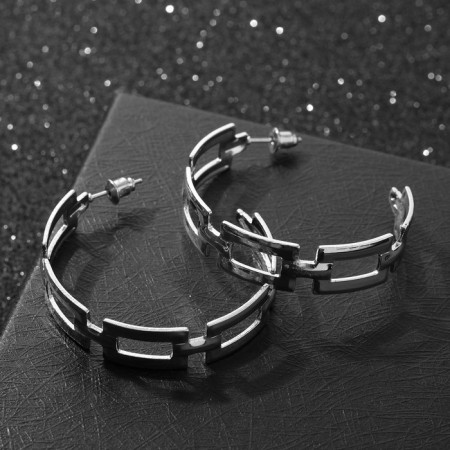 Earrings "Geometry" Antique rectangles, color silver, D = 4