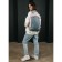 School textile Backpack 46x30x10 cm, vertical pocket, gray color, pink