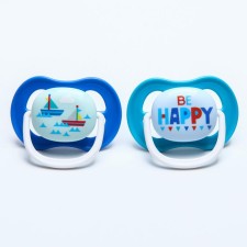 Nipple - dummy Ultra Air Lime, “Be happy / Ship”, 6-18 months, 2 pcs., Blue, blue color