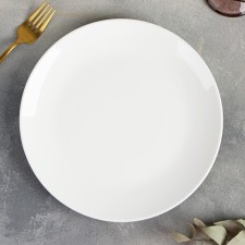 Тарелка фарфоровая обеденная с утолщённым краем Wilmax Olivia Pro, d=25,5 см, цвет белый