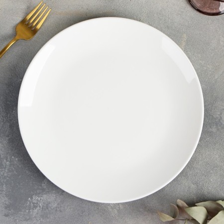 Porcelain plate lunch with a thickened edge Wilmax Olivia Pro, D = 25.5 cm, white color
