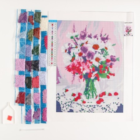 Diamond mosaic with full filling on the canvas "Bouquet", 30 x 40 cm-2