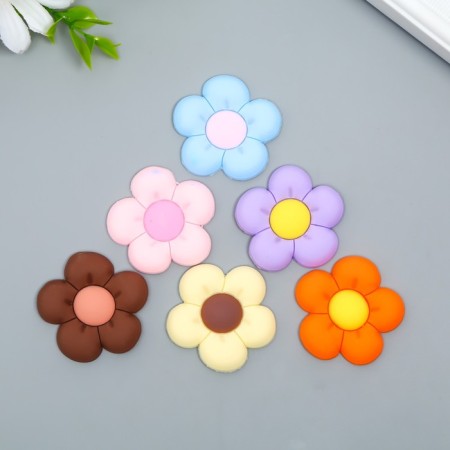 Decor for creativity rubber "Puff flower" set 10 pcs mix 3.8x3.8 cm