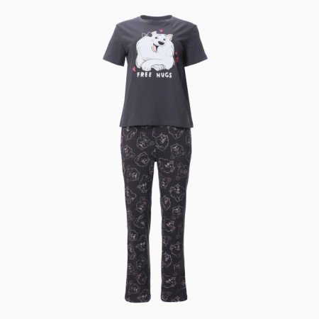 Homemade female set (T -shirt, trousers), graphite color, size 44 (s)-4