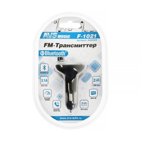 FM transmitter AVS F-1021 LED display/2 x USB/Microsd/Bluetooth/Hands-Free-1