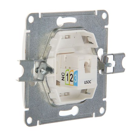 Telephone socket "Glossa" Sche GSL000181T, RJ 11, single, hidden, white color-1