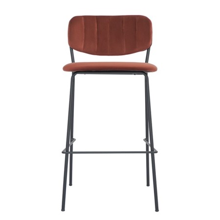 Bar stool Eirill, 560 × 475 × 990 mm, velor, brick color-5