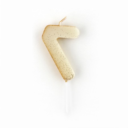 A candle for a cake, a number, brilliant “7”, gold, 4 x 10 cm.-3
