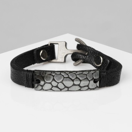 Bracelet male "chain mail", black color with black silver, 21 cm
