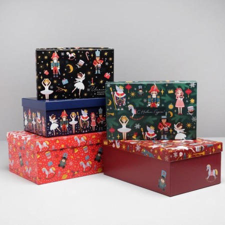 A set of gift boxes 5 in 1 "Nutcracker", 32.5 x 20 x 12.5 - 22 x 14 x 8.5 cm, New Year-1
