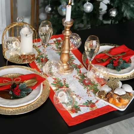 Path on the Ethel table Christmas score 30x70 +/- 3 cm, 100% cotton, sarzha 190 g/m2